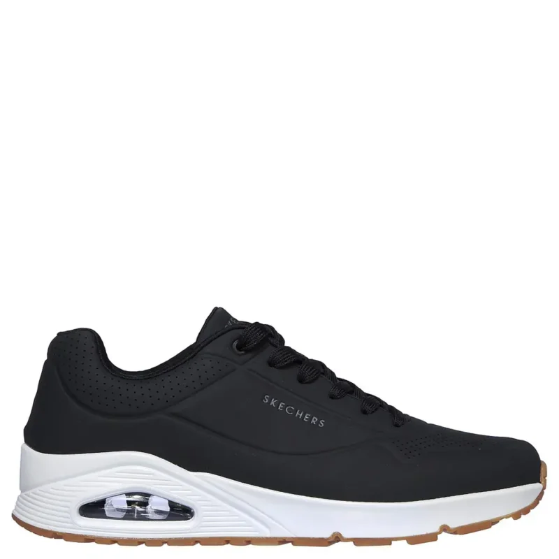 Ανδρικά Αθλητικά Παπούτσια Skechers 52458 Μαύρα - Κύρια Όψη Κύρια πλάγια όψη για τα ανδρικά αθλητικα παπουτσια skechers 52458 uno με ορατή αερόσολα
