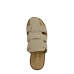 Κοντινό πλάνο στην εσωτερική πλευρά και τη ρυθμιζόμενη μπαρέτα στα γυναικεία fisherman mules Ragazza 01049.