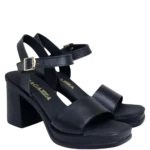 Μπροστινή όψη για τα γυναικεία πέδιλα block heel Ragazza 0794, με έμφαση στην κομψή, φαρδιά δερμάτινη φάσα στα δάχτυλα.