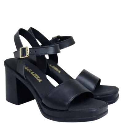 Μπροστινή όψη για τα γυναικεία πέδιλα block heel Ragazza 0794, με έμφαση στην κομψή, φαρδιά δερμάτινη φάσα στα δάχτυλα.